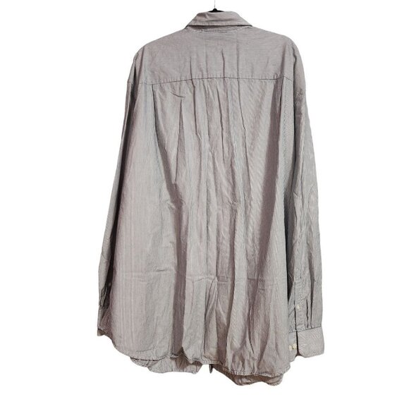 Izod Mens Stripe 3XLT Blue and White Stripe 100%Cotton Button Down Long Sleeve - Picture 3 of 7